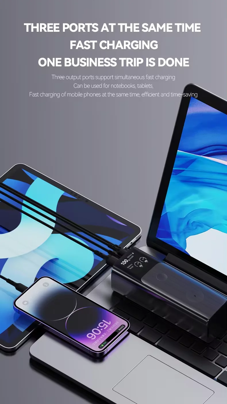 Супер портативное зарядное устройство 27000 мАч 140 Вт 3-портовая портативная