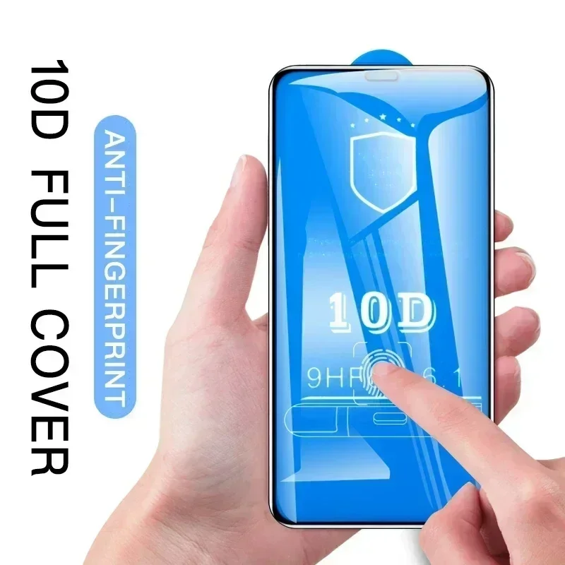 4 шт. 10D закаленное стекло для iPhone 11 12 13 14 15 16 Pro Max Mini 7 8 Plus полное защитное XR X XS MAX