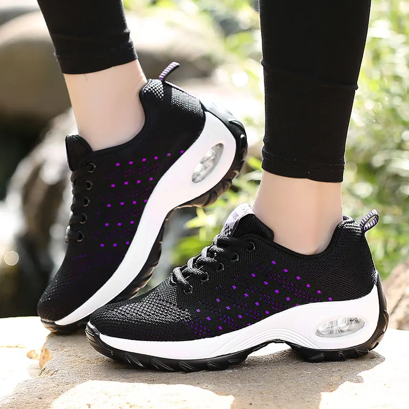 Women Running Shoes Mesh Breathable Walking Shoes Thick Bottom Lac-Up Gym Jogging Shoes Outdoor Casual Sneakers Zapatillas Mujer