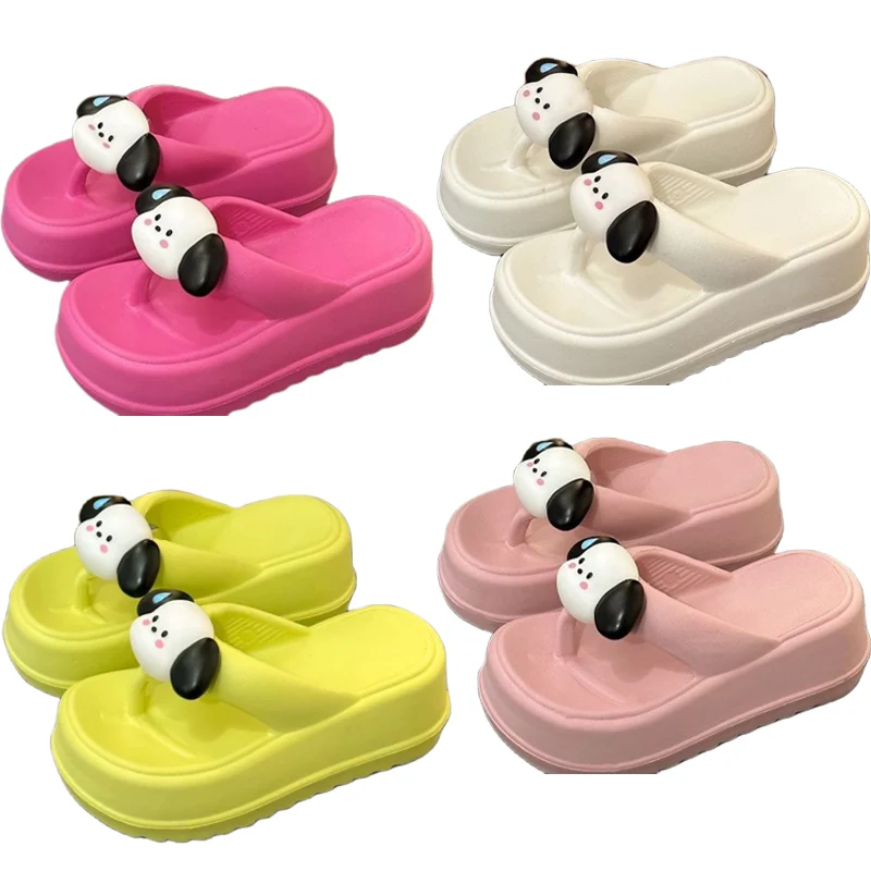 

Sanrios Pochacco Slippers Summer New Anime Cute Cartoon Sandals Kawaii Sweet Going Out Beach Shoes Casual All-match Breathable