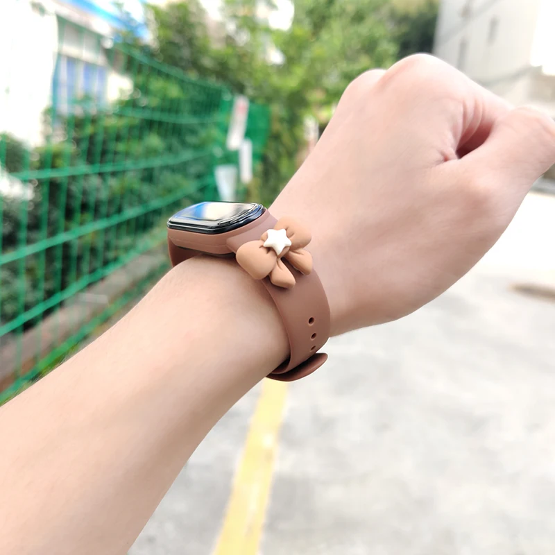 For Mi Band 7 6 5 4 3 Watch Bracelet Of Xiaomi MI Band 6 5 4 Silicone Watch Strap Creative Doll Smart Replacement Wristband Gift