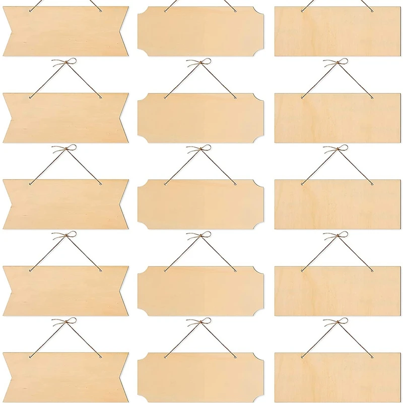 

15 шт., необработанные подвесные деревянные знаки