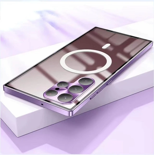 

Magnetic Phone Case for Samsung Galaxy S23 S22 S21 Plus S21 FE Metal Aluminum Alloy Frosted Back Panel Cover