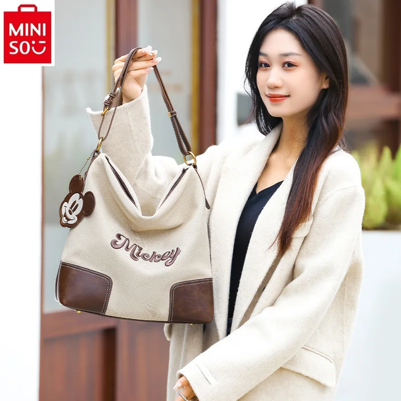 MINISO Большая вместительная сумка-тоут из мультфильма Disney с Микки модная женская