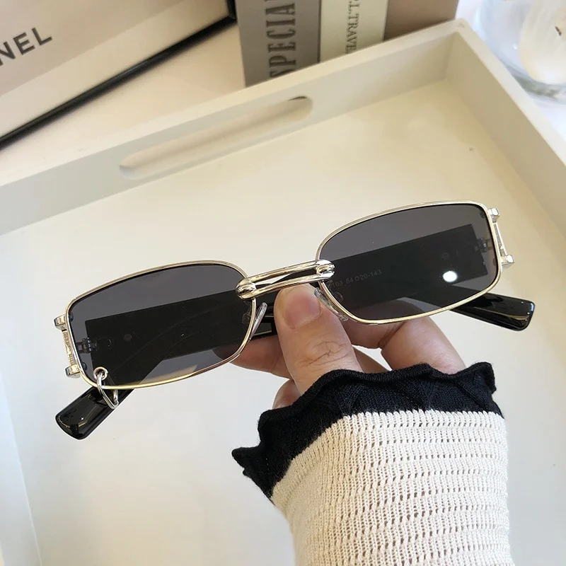 Rectangular Sunglasses Women's Hip Hop Steampunk Sunglasses Small Frame Ring Buckle Punk Metal Hoop Square Glasses UV400 5 Rectangular Sunglasses Women's Hip Hop Steampunk Sunglasses Small Frame Ring Buckle Punk Metal Hoop Square Glasses UV400 5