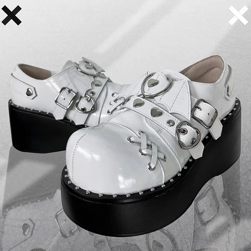 Zapatos de moda Lolita para mujer, Sandalias de tacón alto con cuñas y plataforma, zapatos góticos de diseñador para fiesta