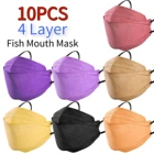 Маска Рыбная одноразовая для мужчин и женщин, защитная многоразовая маска с фильтром, 10 шт., 4 слоя, 3D-дизайн, для Хэллоуина