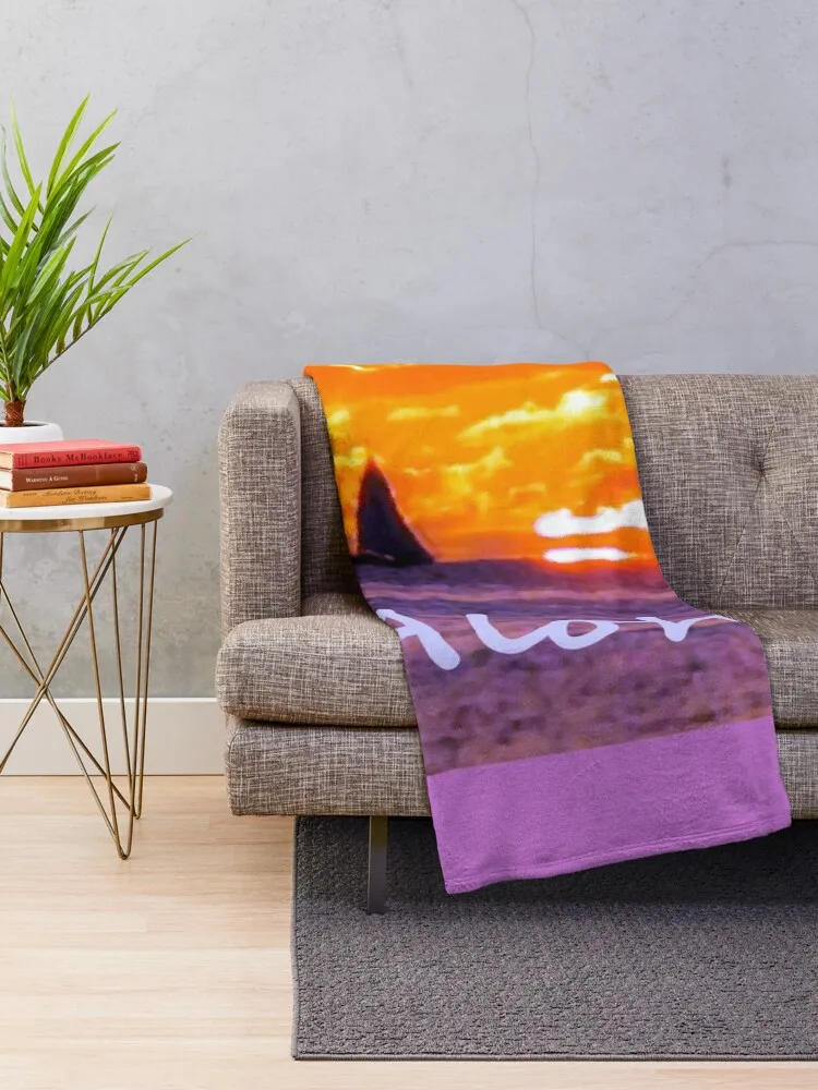 Фиолетовое одеяло Leahi Park Sunset Aloha для пикника забавный подарок одеяла в стиле аниме