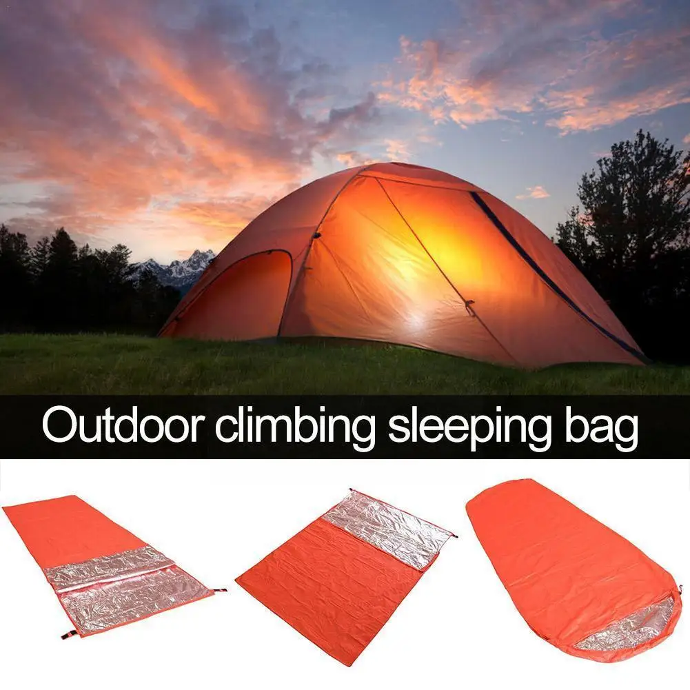 

Camping Thermal Insulation Sleeping Bag On For Outdoor Hiking Camping Adventure Emergency Rescue Blanket Double Sleepy Bag V2f5