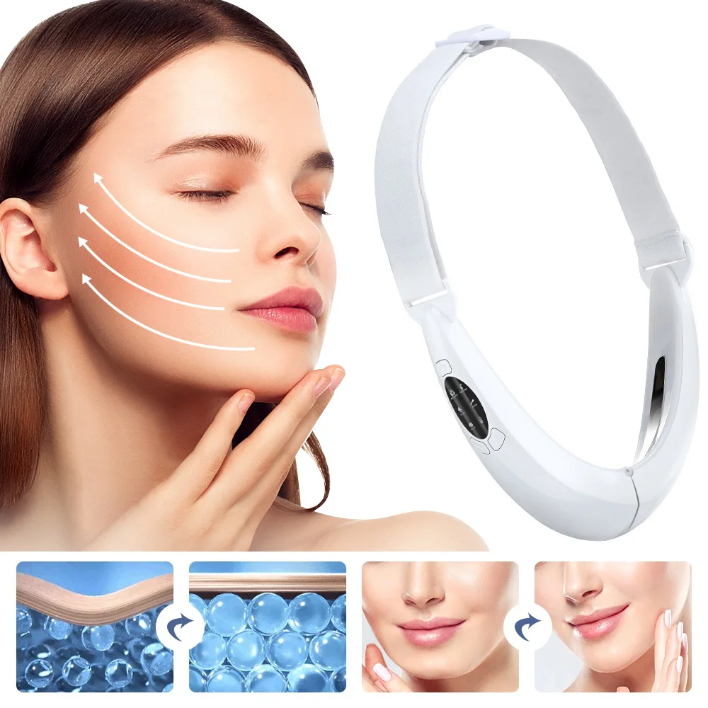 

Vintage V LED Photon Lift Belt Machine EMS Facial Lifting Device Therapy Face Slimming Vibration Massager Remove Double Chin