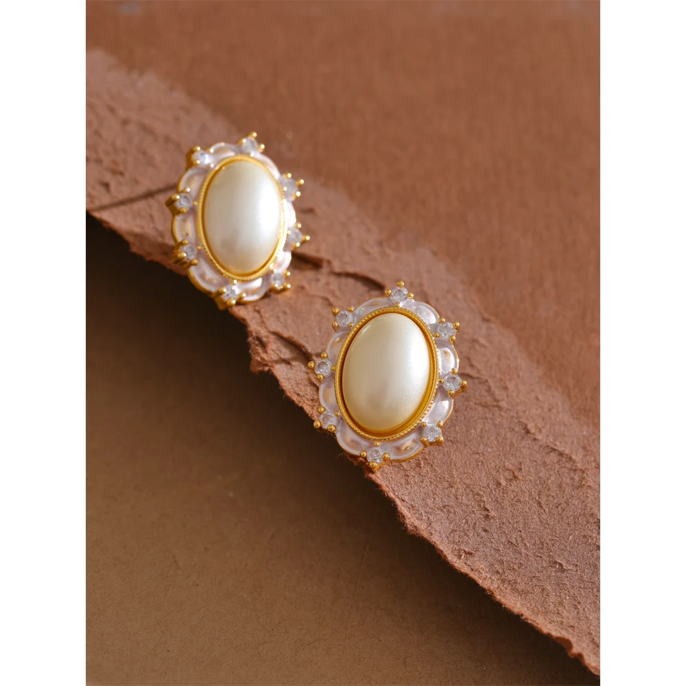 Модные шикарные элегантные серьги-гвоздики Mchic с имитацией жемчуга овальные