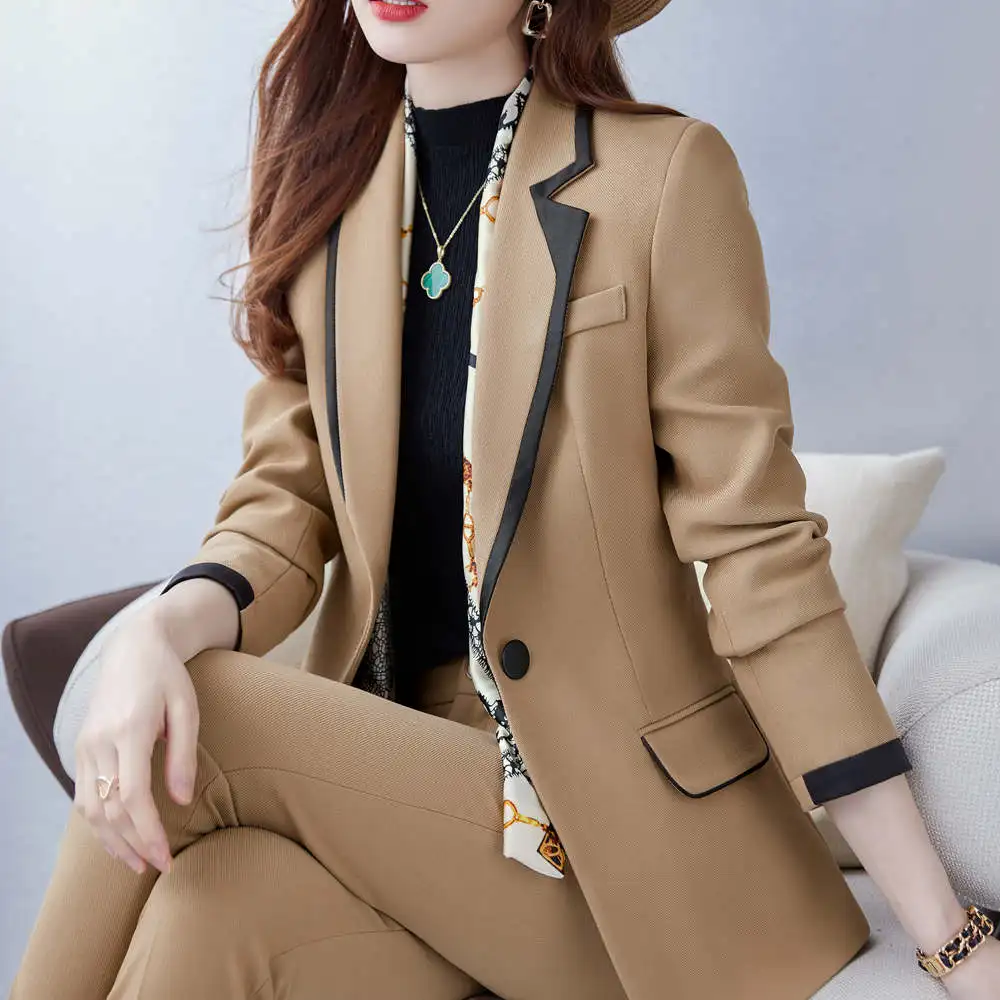 Korean Autumn Formal Ladies High Quality Blazer Women Business Suits with Sets Work Wear Office Uniform Pants Jacket Two Piece