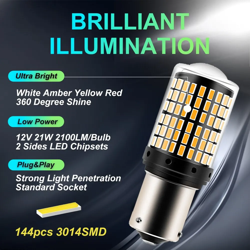 

1PCS BA15S P21W BAU15S LED T20 7440 W21W P21/5W Led Bulbs 144smd CanBus Lamp For Turn Signal Light 12V Car Accessories