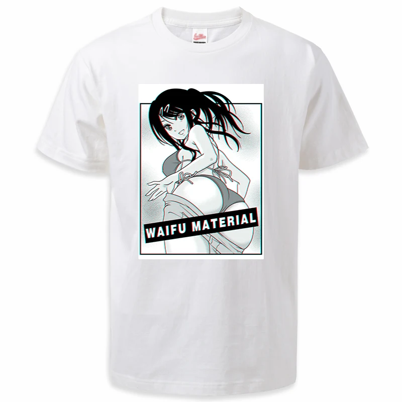

Summer 2023 New Fashion Waifu Material Tshirts Anime Hentai Mens T-shirts Unisex Girl Cotton Streetwear Oversize Hip Hop Tshirt