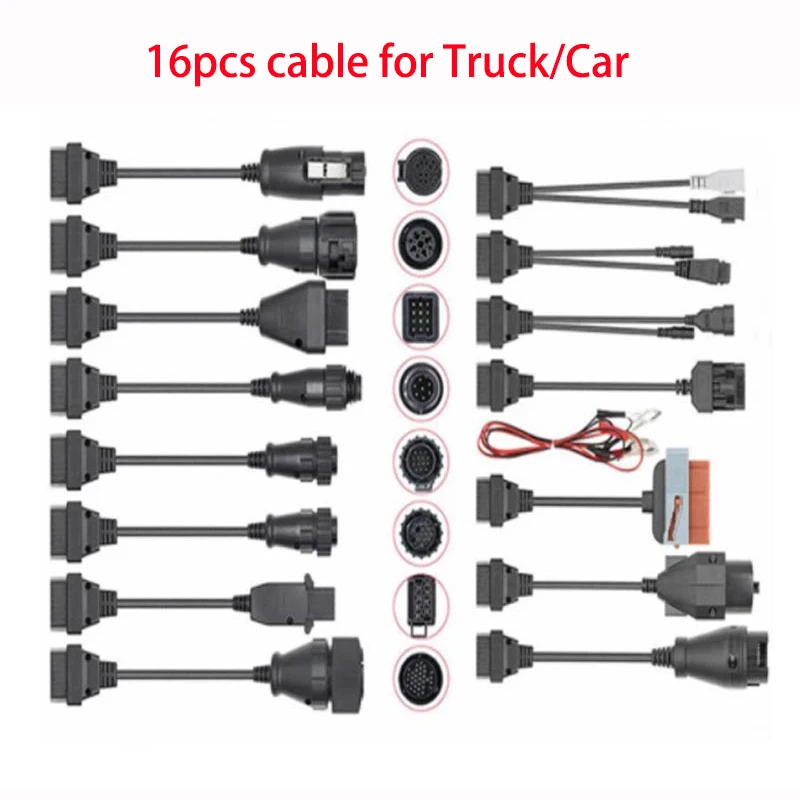 

Full set 16pcs Car and Truck Converter For S-ca-n-ia 16pin Male To Female OBD 2 OBD2 Connector Extension Cables car diagnostic