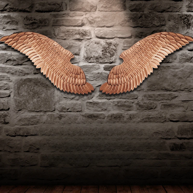 

Large Ancient Iron Wall decoration angel wings with LED Creative Retro wings Bar Cafe Wall decor. iron Home decor accessories