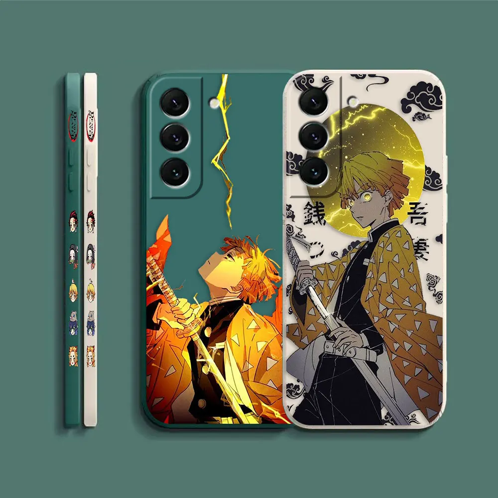 Japan Cartoon Demon Slayer Agatsuma Zenitsu Case For Samsung Galaxy S23 S22 S21 S20 FE S11 S10 S10E S9 S30 Ultra Plus 4G 5G Case