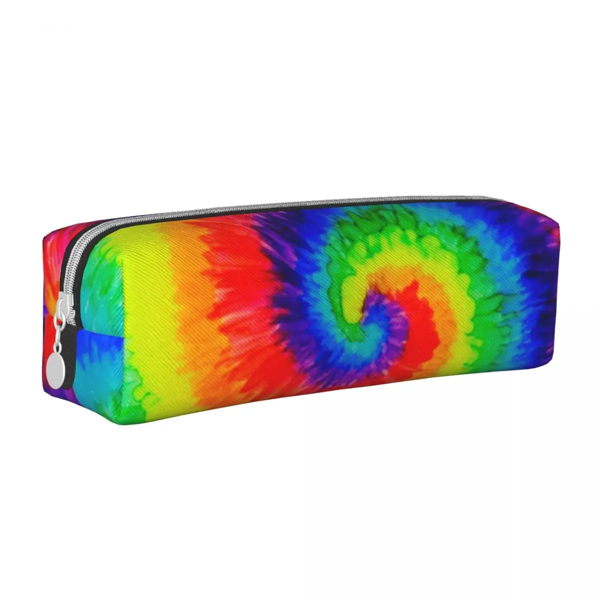 

Rainbow Tie Dye Square Pencil Case Psychedelic Hippie Print For Child Cute Leather Pencil Box University Zipper Pen Bag