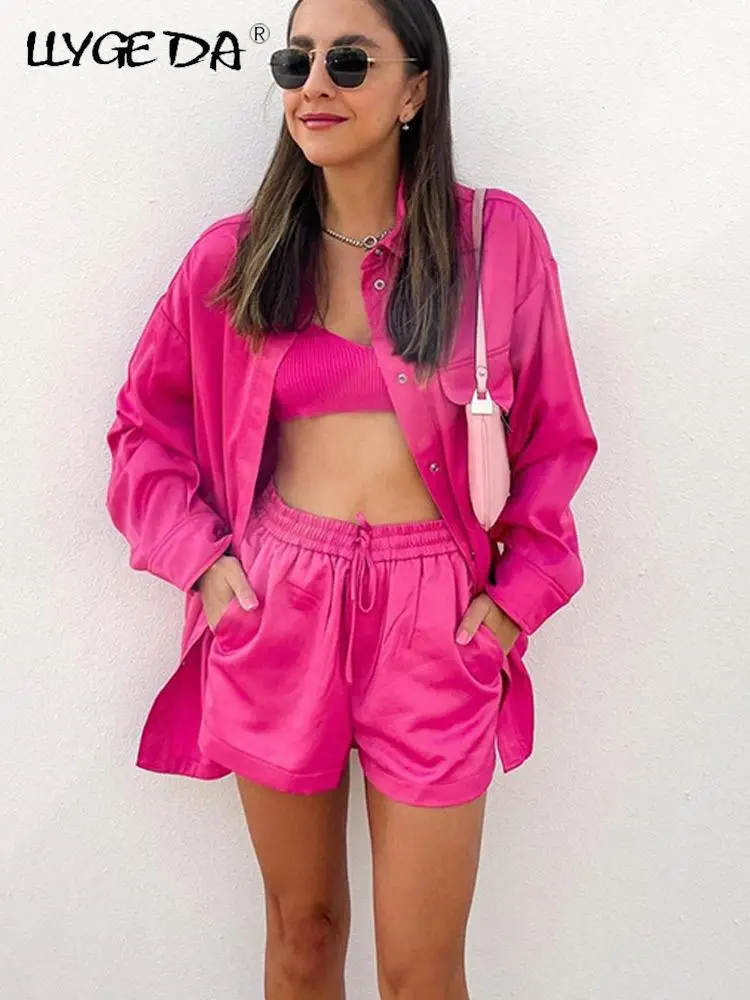 Летние комплекты рубашек и шорт женские повседневные рубашки с длинным рукавом