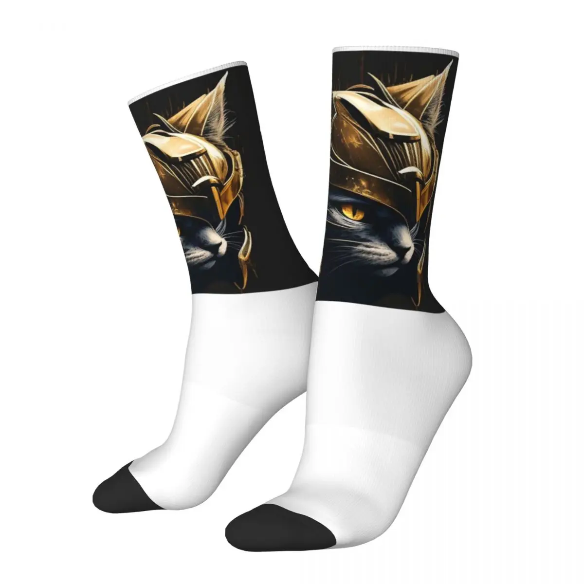 

Happy Funny Men's compression Socks Cat Spartan Vintage Harajuku Spartan Street Style Novelty Casual Crew Sock Gift Printed