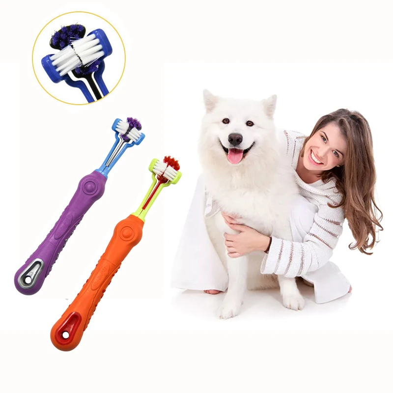 

Pet Items Pet Three Heads Multi-angle Toothbrush Dog Toothbrush Cat Toothbrush Pet Hygiene Teeth Care Pet Toothbrush