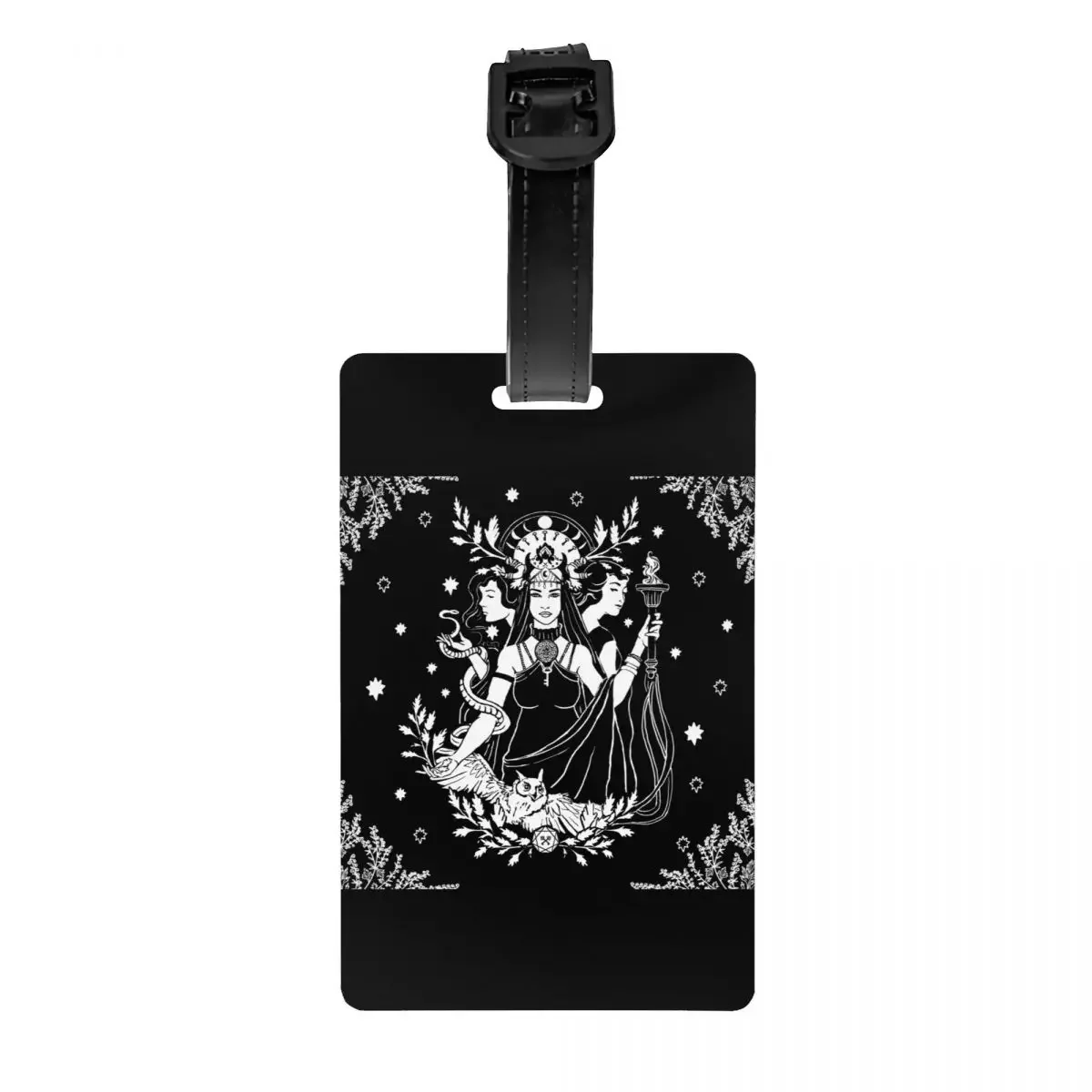 

Custom Hekate Triple Goddess Luggage Tag Privacy Protection Goth Occult Halloween Witch Baggage Tags Travel Bag Labels Suitcase