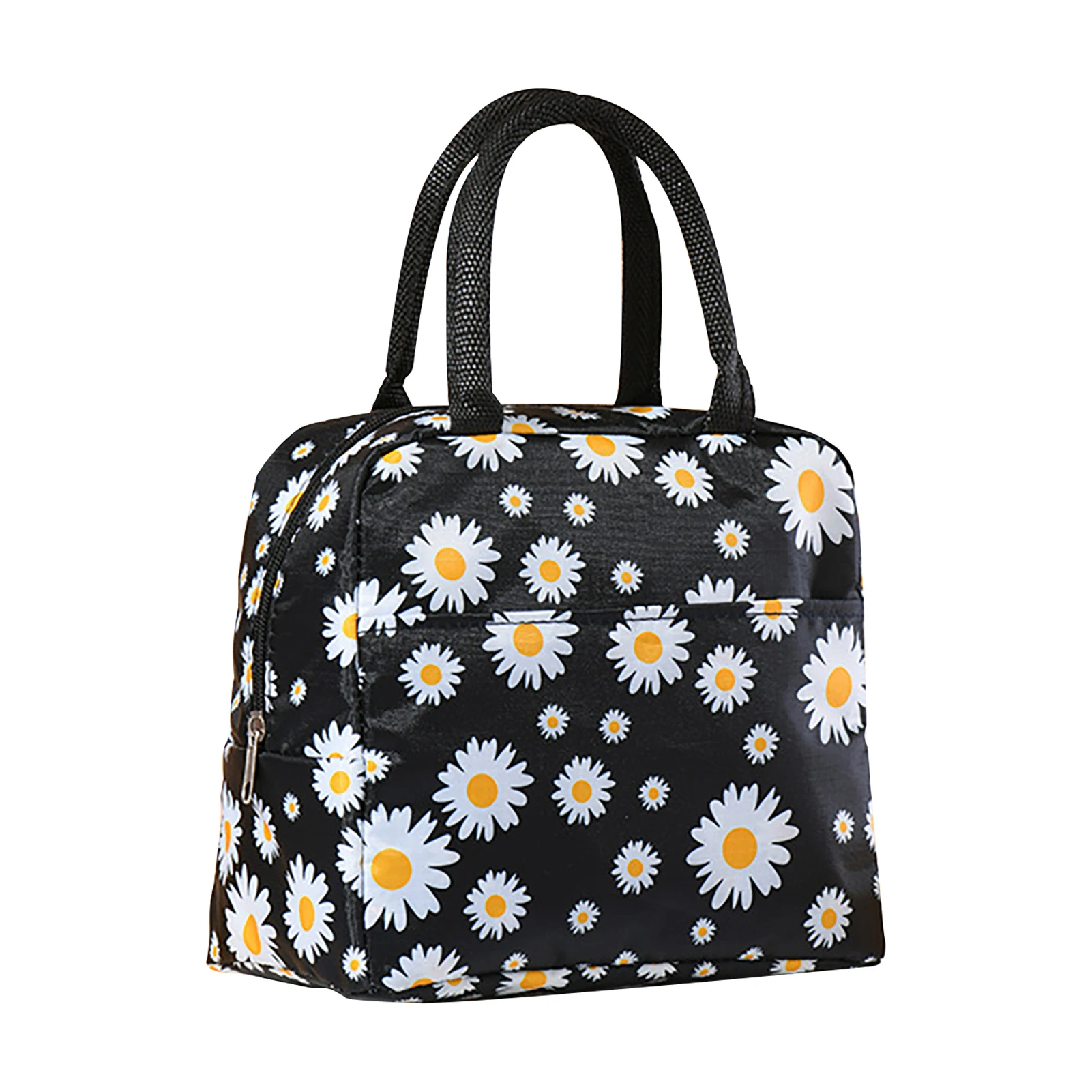

Outdoor Picnic Insulated Tote Office Travel Food Container Lunch Bag Black Daisy School Multifunctional With Handle Adults