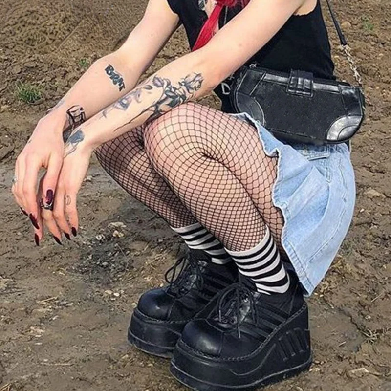 

Big Size 35-43 Brand Design Female High Heels Goth Flats Cosplay Platform Women's sneakers 2022 Street Punk Wedge Shoes Woman