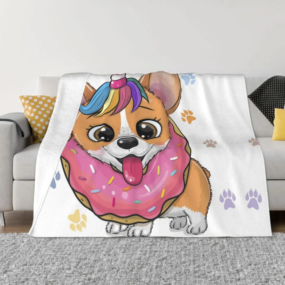 

Милые нежные пончики Corgi, портативные теплые одеяла для постельного белья, путешествий