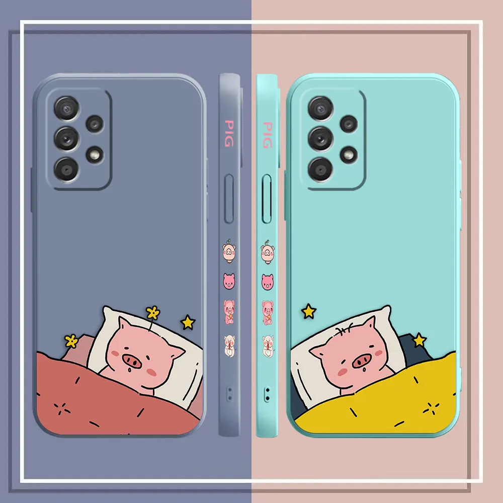Case For Samsung Galaxy A91 A14 A73 A72 A71 A53 A52 A51 A42 A33 A32 A22 A21S A715F A52S A22S 4G 5G Case Cute Cartoon Pink Piggy