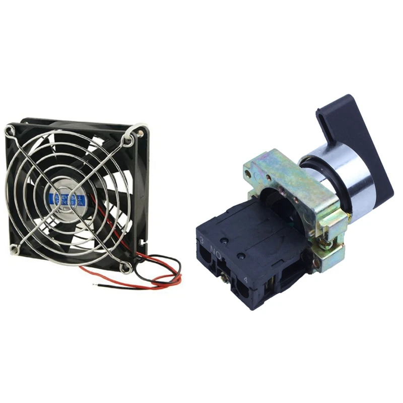 

1 Pcs DC 24V CPU Cooling Fan With Metal Finger Guards & 1 Pcs AC 240V 3A NO SPST Black Cap Latching Rotary Switch