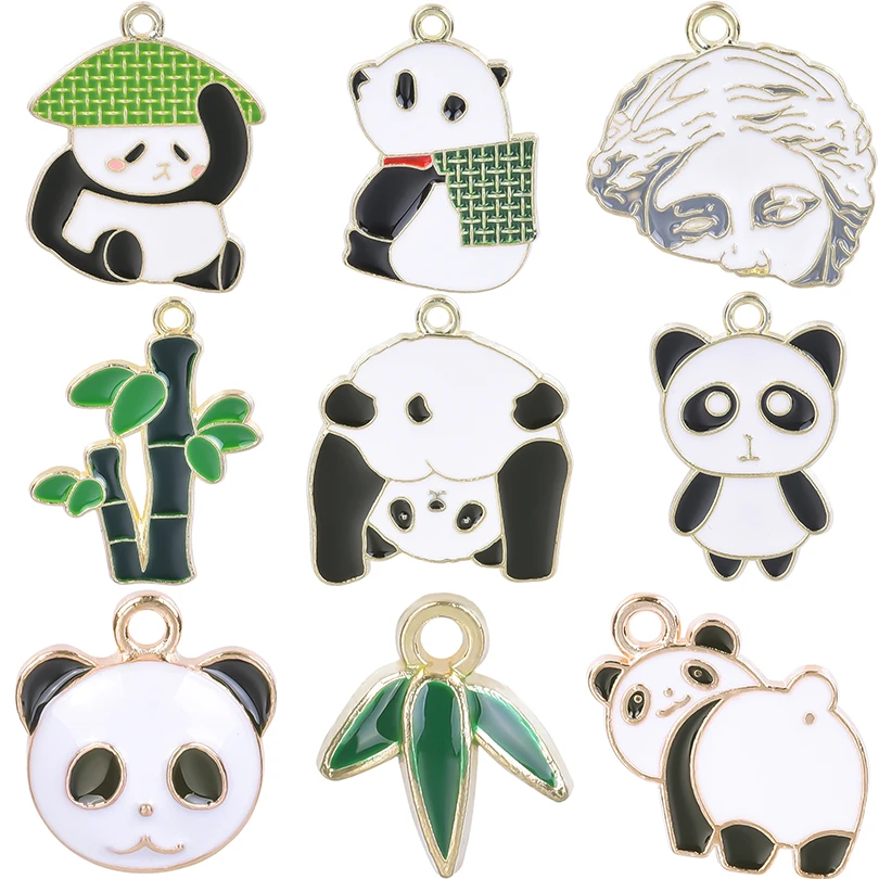 

10Pcs Cute Cartoon Animal Panda Bamboo Charms Pendant кулон For Jewelry Making Girl Collier Necklaces Crafts Bijoux Gifts Bulk
