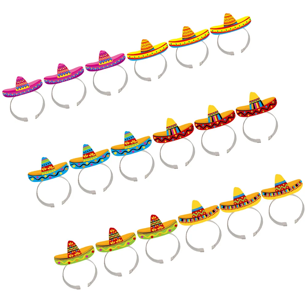 

18Pcs Sombrero Headdress Mexican Sombrero Decor Paper Headdress Decor Party Prop