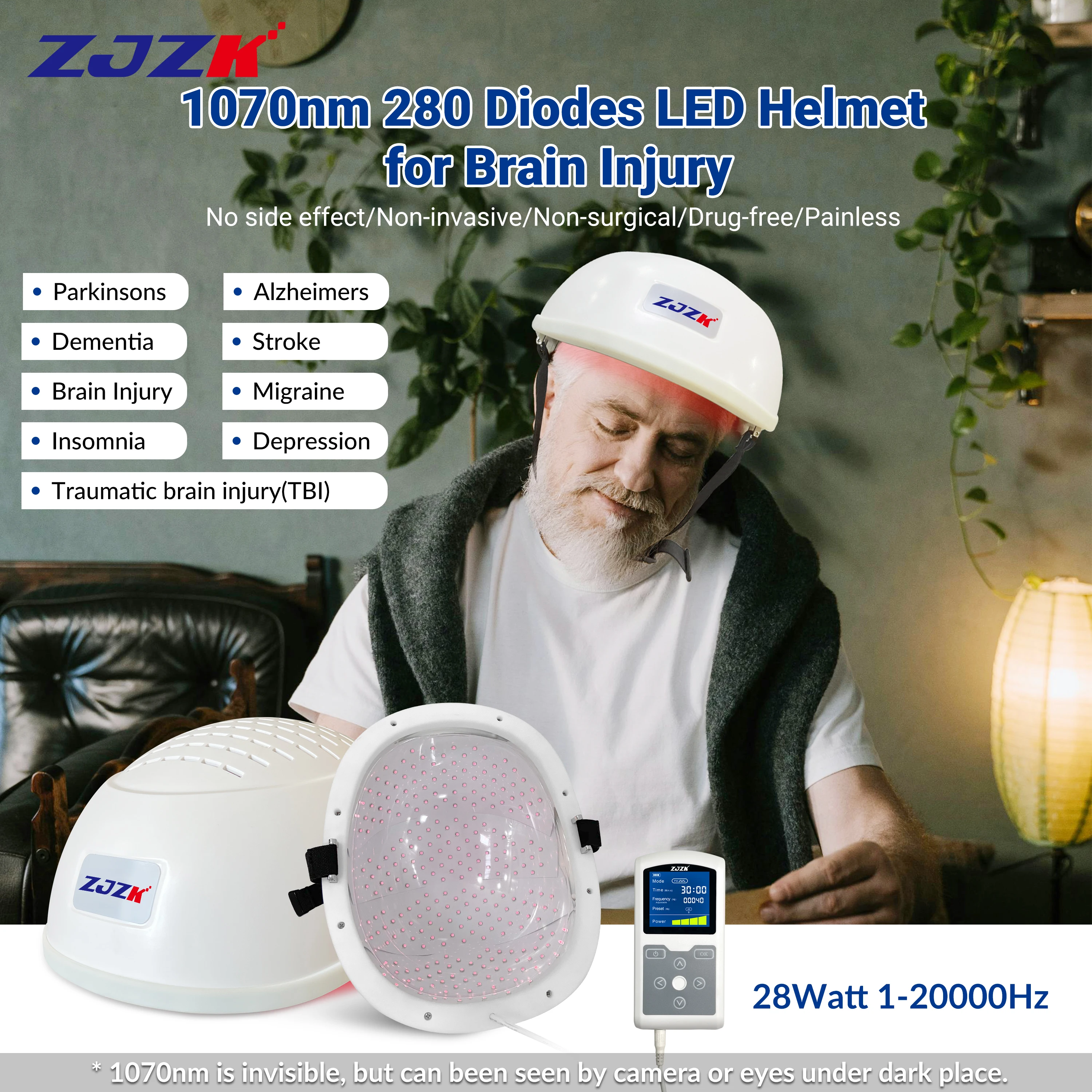 ZJZK лечение аутизма Pbm подарки для Parkinsons 1070nmx280diodes деменция церебральный тромбоз