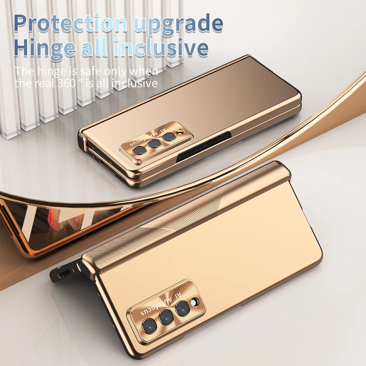 Suitable for Samsung zfold4 phone case, fold4 5G precision hole electroplated 360 ° foldable seismic and anti drop phone case