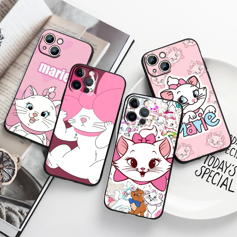 

Disney Marie Cat Cartoon For Apple iPhone 14 13 12 11 Pro Max Mini XS Max X XR 6S 6 7 8 Plus 5S SE2020 Soft Black Phone Case