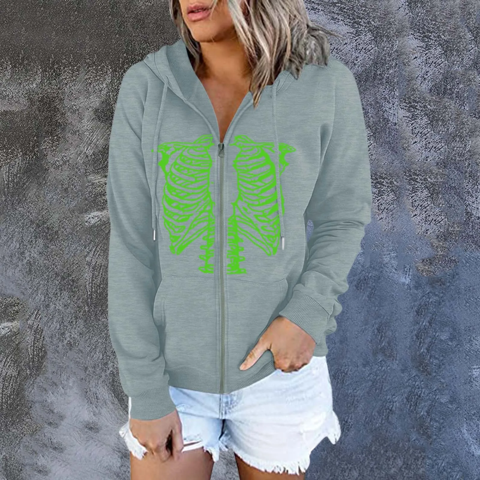 

Womens Casual Long Sleeve Halloween Print Zipper Woman Zipper Sweatshirt Women Long Sleeve Pullover Trendy Sweatshirt for Women