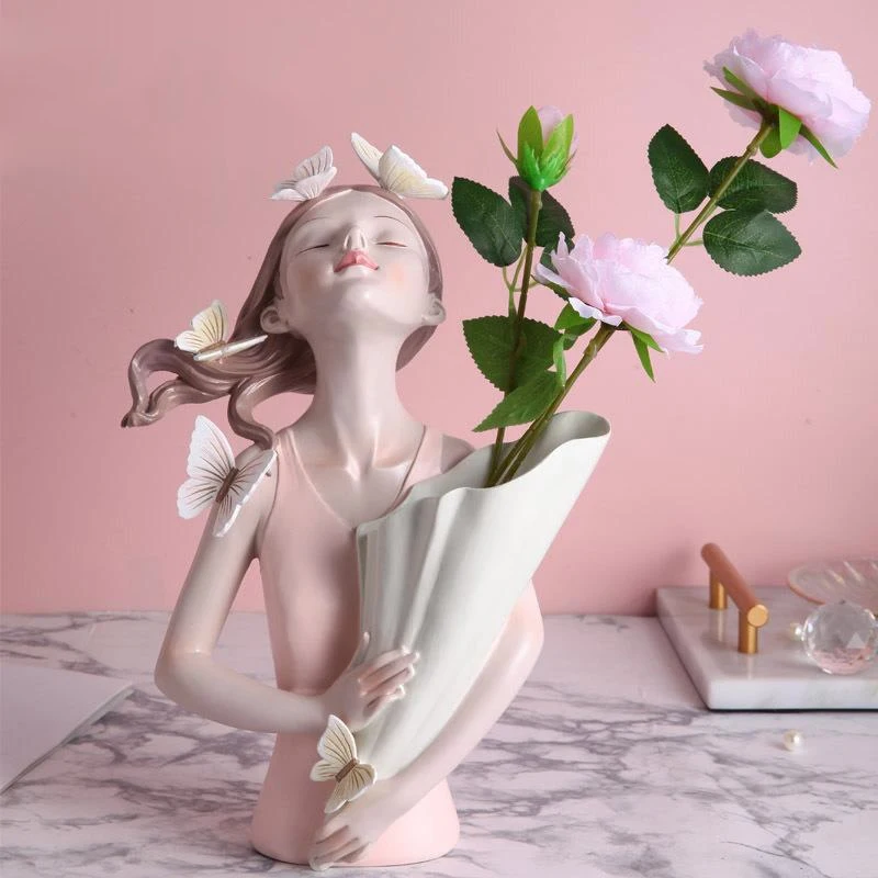 

Butterfly Girl Vase Resin Vase Cute Room Decoration Desk Decoration Nordic Living Room Decoration Accessories Garden Decoration