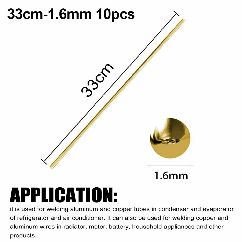 

10pc Brass Welding Brazing Rods Low Temperature Soldering Tool Weld Flux Wire For Oxy-acetylene TIG MIG Automobile Manufacturing