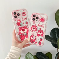 disney cute lotso cartoon phone cases for iphone 13 12 11 pro max xr xs max 8 x 7 se 2020 couple anti drop soft tpu cover