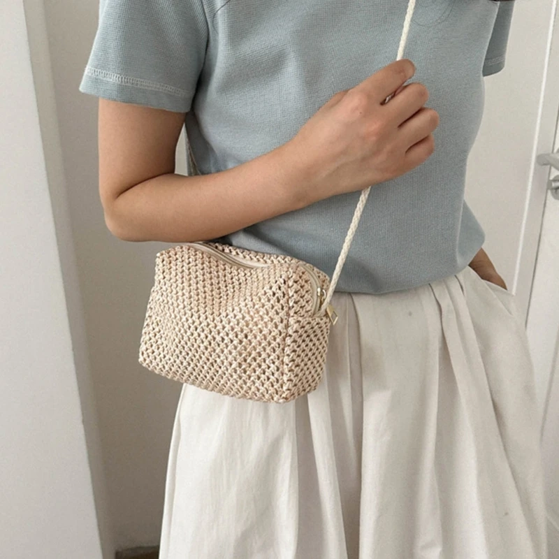 Летняя тканая большая сумка через плечо женская соломенная отпуск сумки