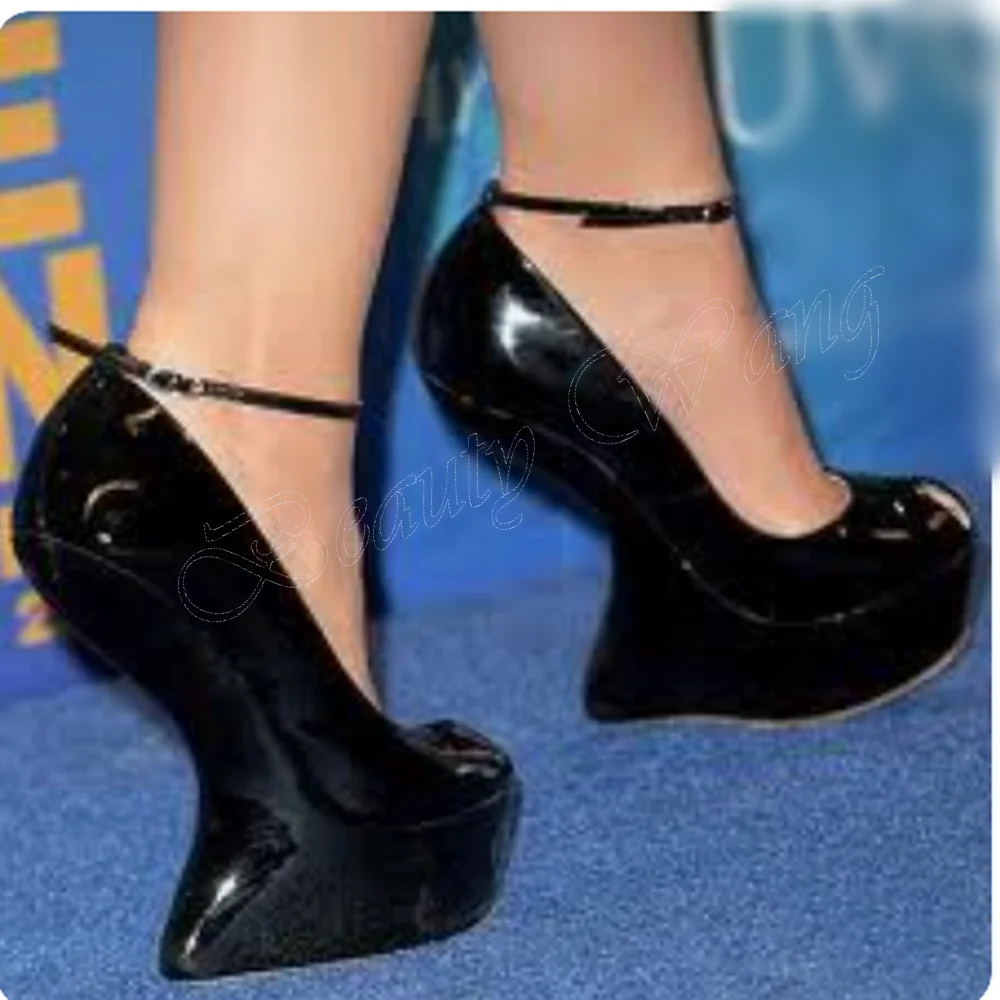 Женские туфли-лодочки с круглым носком черные однотонные привлекательные туфли