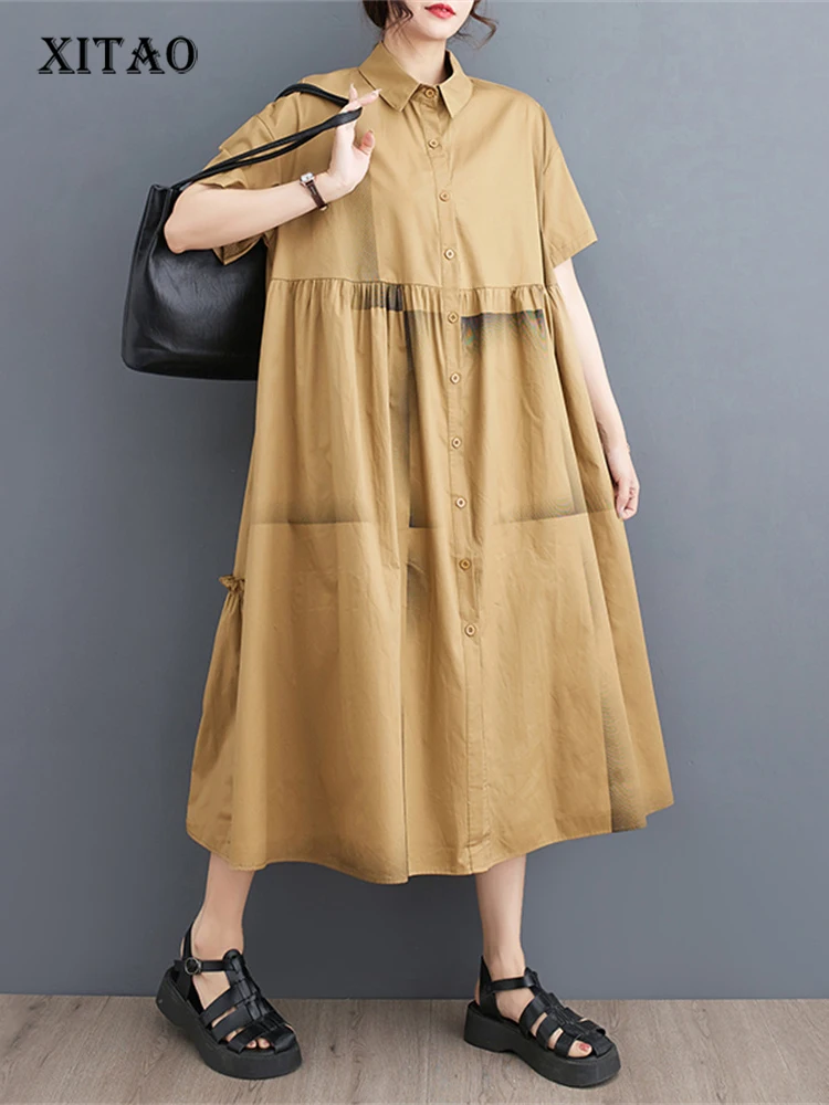 

XITAO Minority Dress Fashion Print Pattern Goddess Fan Casual Style Loose 2023 Summer Elegant Patchwork Casual Dress WLD11532