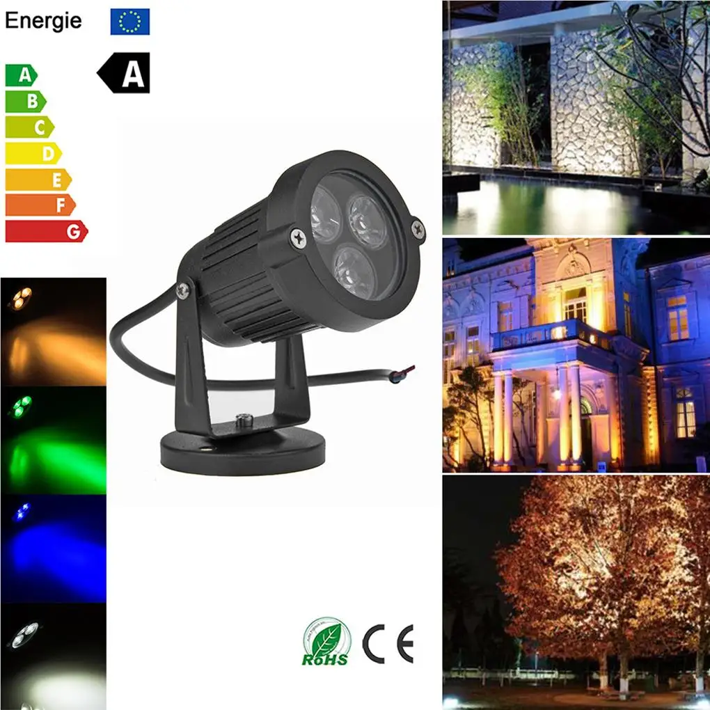 

3*3W LED Lawn Garden Flood Light Yard Patio Path Spotlight Lamp with Base Waterproof Green AC 85-265V