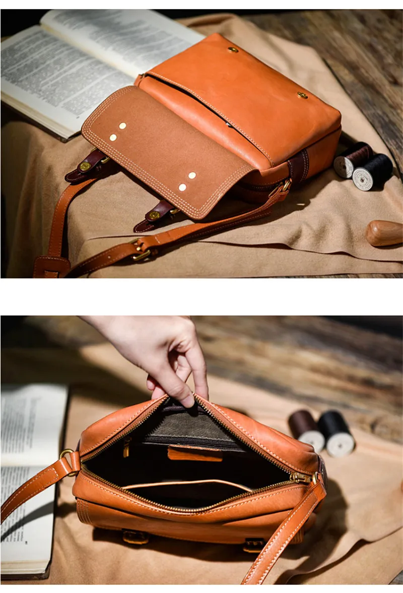 Fashion luxury genuine leather ladies crossbody bag designer original vintage handmade natural real cowhide women's shoulder bag