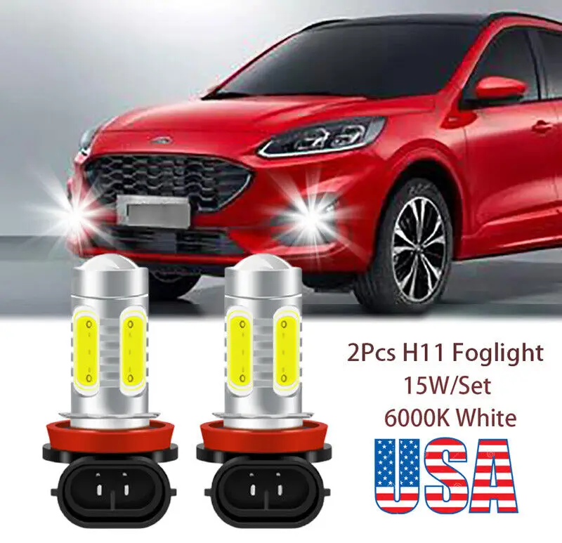 

2x H16 H11 H8 COB LED Fog Light Bulbs 6000K 15W White 1600LM Replacement