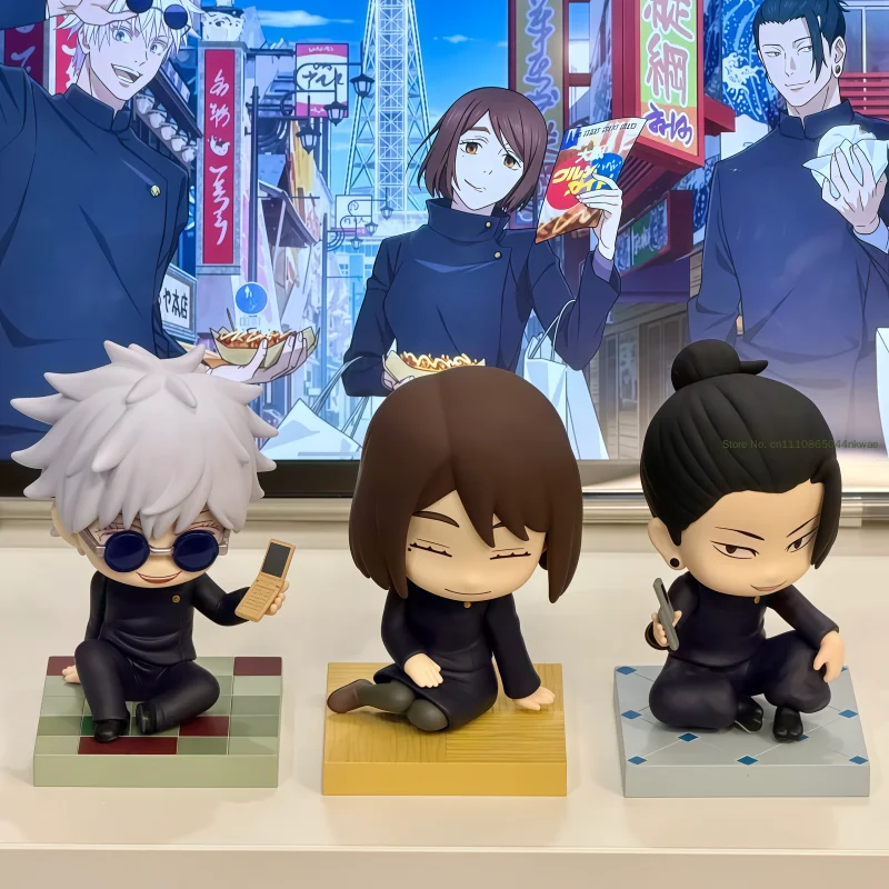 Фото Eaki Jujutsu Kaisen: Серия «Милые сидячие фигурки» — Слепая коробка с миниатюрными фигурками Годжо Сатору. Коллекционная игрушка для фанатов аниме, украшение для рабочего стола, подарочная таинственная коробка. №3