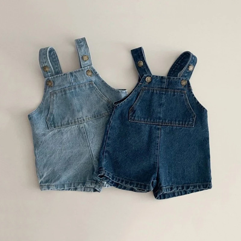 2023 New Spring Summer Baby Trousers Solid Boys Denim Overall Kids Casual Pants Infant Girls Jeans Toddler Kids Pants Solid