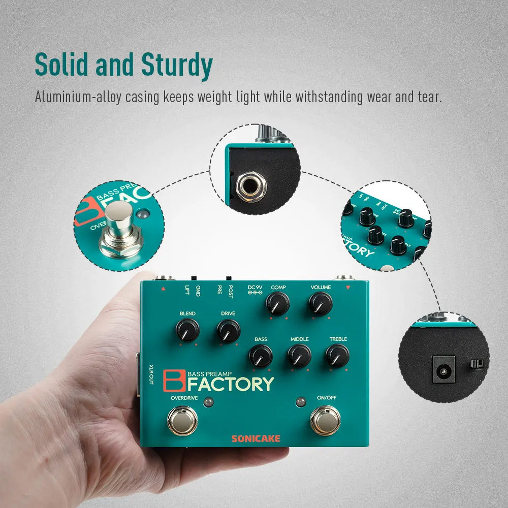 SONICAKE B Factory QDS-05 Аналоговый басовый предусилитель Comp и гитарная педаль Overdrive - винтажный звук для подарков басистов (art.: 3920d0bbd80f2) - 3920d0bbd80f2