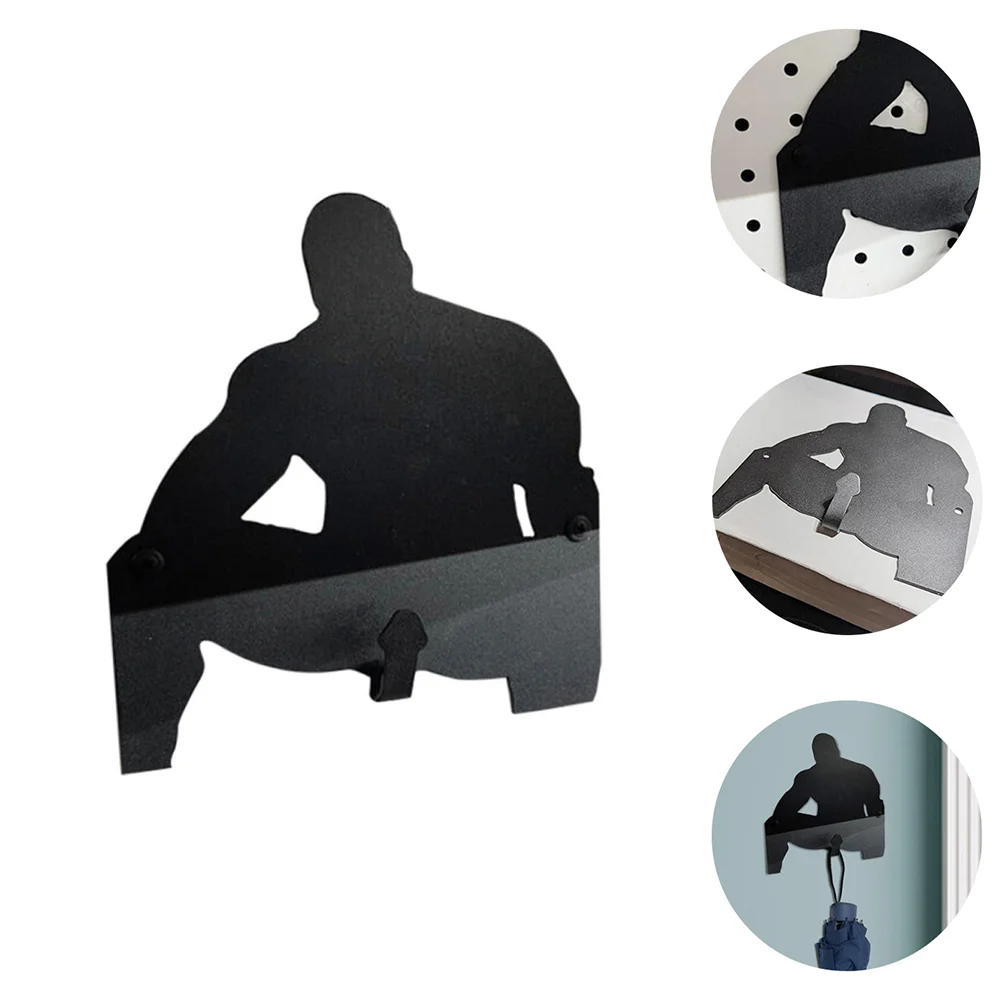 

Wrought Iron Figure Hook Simple Wall Hanging Clothing Wall-mounted Coat Black Keychain Hinge Kitchen Storage Heavy Duty Holder
